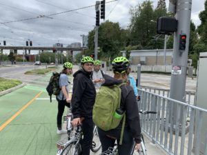 group of urban bicyclists